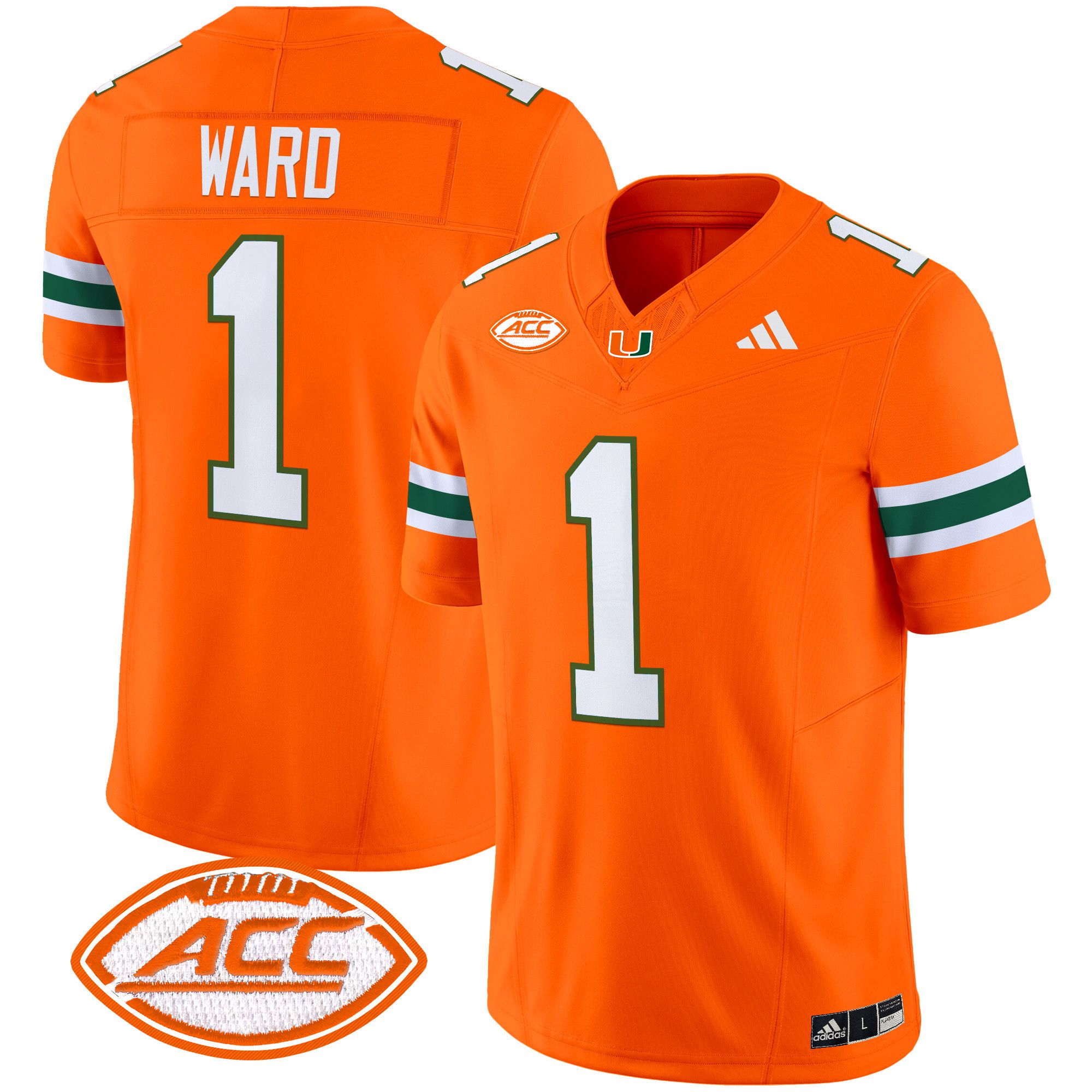 Men Miami Hurricanes #1 Ward Orange 2024 Vapor Limited NCAA Jersey style 1->ncaa teams->NCAA Jersey